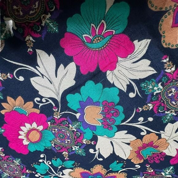 Vintage Symphony Scarf, Kaleidoscope floral design Italian Rayon Square Scarf - Picture 9 of 9